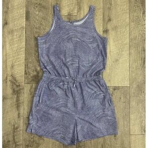 Athleta Girl Romper Purple‎ White Wave Print Sleeveless Pockets XXL 16